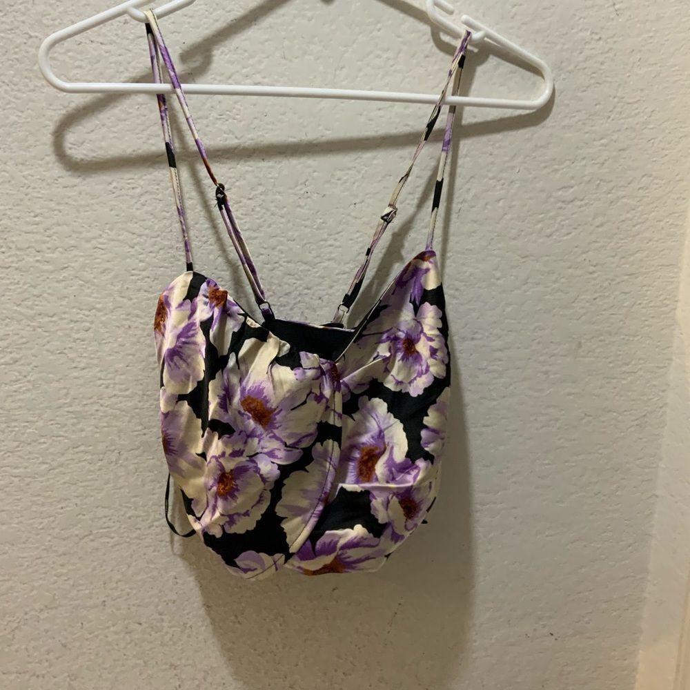 Forever 21 Floral Woven Top Side Zip size M